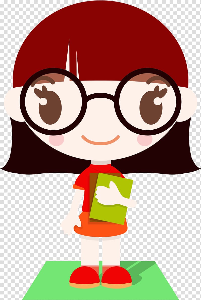 Girl Nerd Cartoon , Smart Glasses transparent background PNG clipart