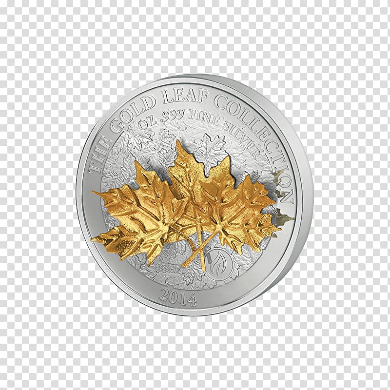 Gold leaf Silver Maple leaf Coin, Leaf transparent background PNG clipart