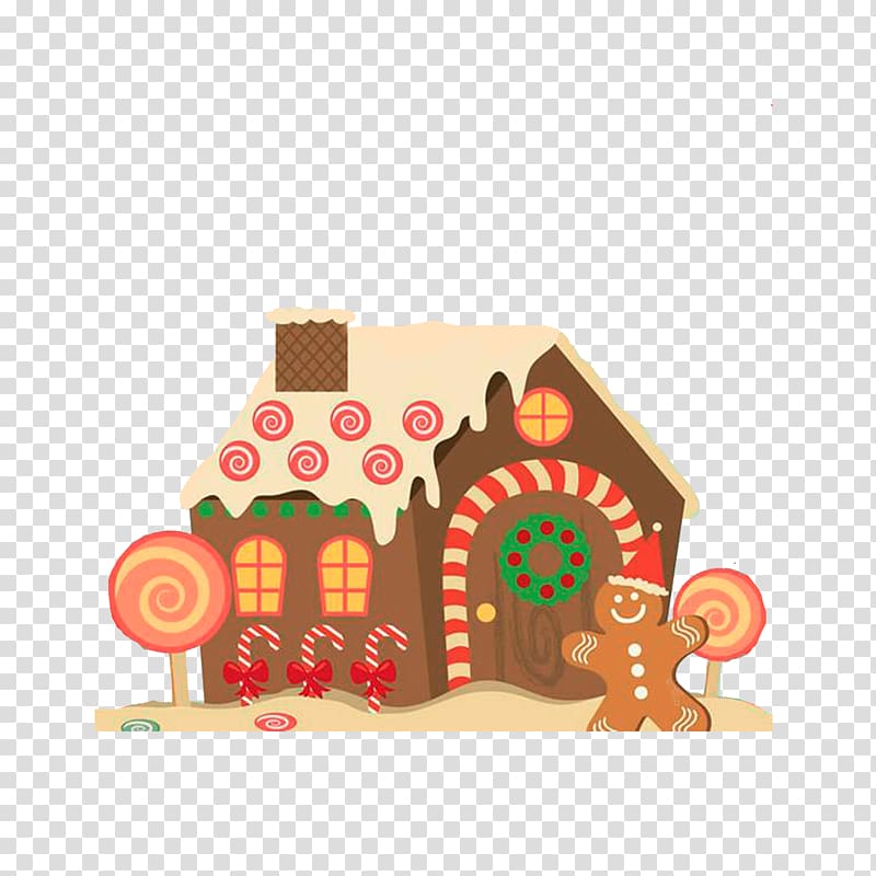 Gingerbread house Wedding invitation Christmas Gingerbread man, Fairy tale candy house transparent background PNG clipart