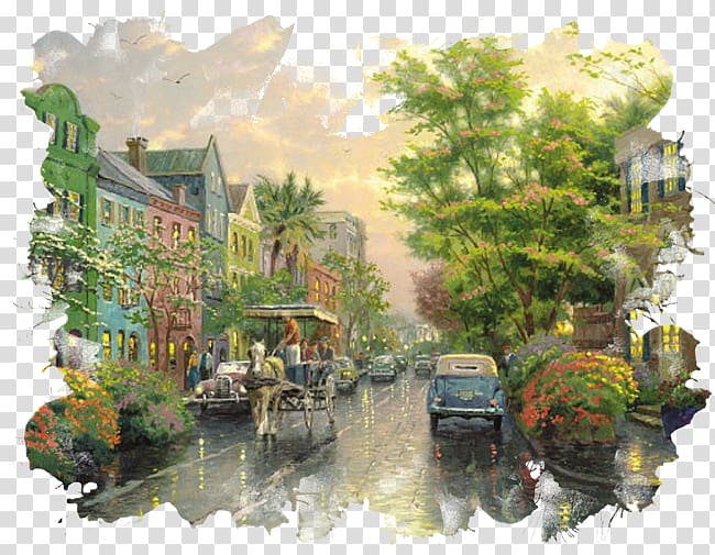 Rainbow Row Painting Artist Printmaking, landscape paintings transparent background PNG clipart