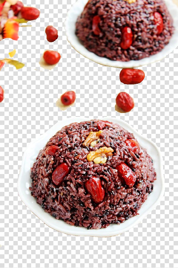 Yunnan Cranberry Black rice Vegetarian cuisine Douhua, Black rice jujube rice transparent background PNG clipart