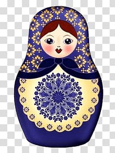 purple and yellow floral nesting doll art, Purple Matrioshka transparent background PNG clipart