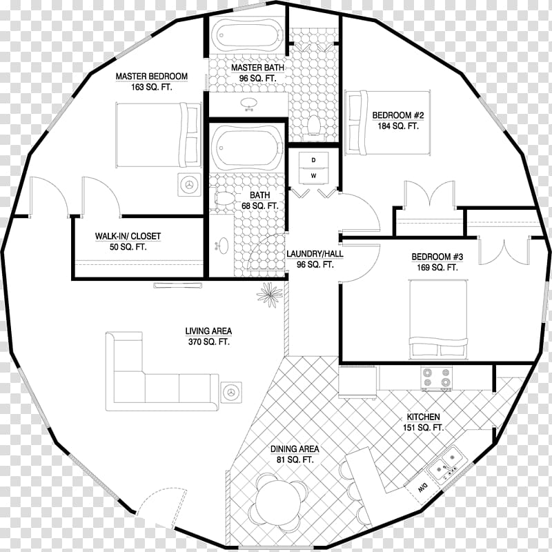 House plan Floor plan Bedroom Roundhouse, interior design transparent background PNG clipart