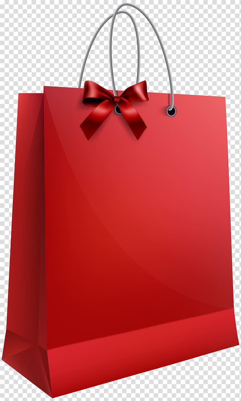 Christmas gift Bag , Red shopping bags transparent background PNG clipart