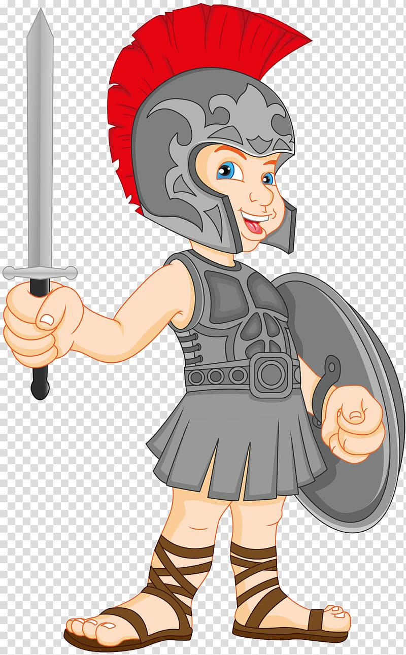 Gladiator , Cute Roman warrior of the material transparent background PNG clipart