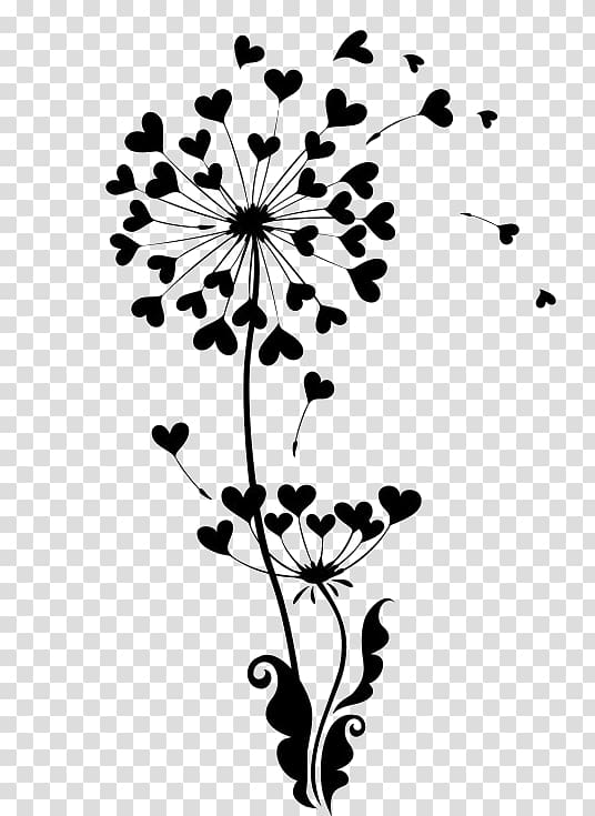 black flower illustration, Common Dandelion Illustration, Dandelion transparent background PNG clipart