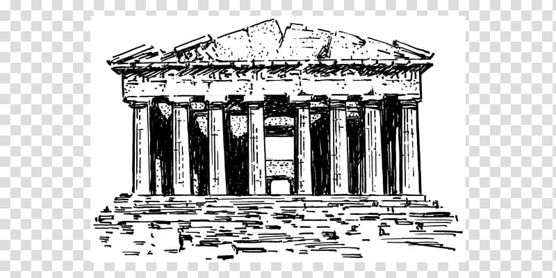 Parthenon Temple Black and white Rome, temple transparent background PNG clipart