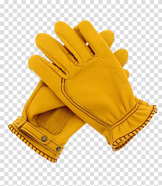 Cycling glove Leather KYTONE Motard, yellow cordon transparent background PNG clipart