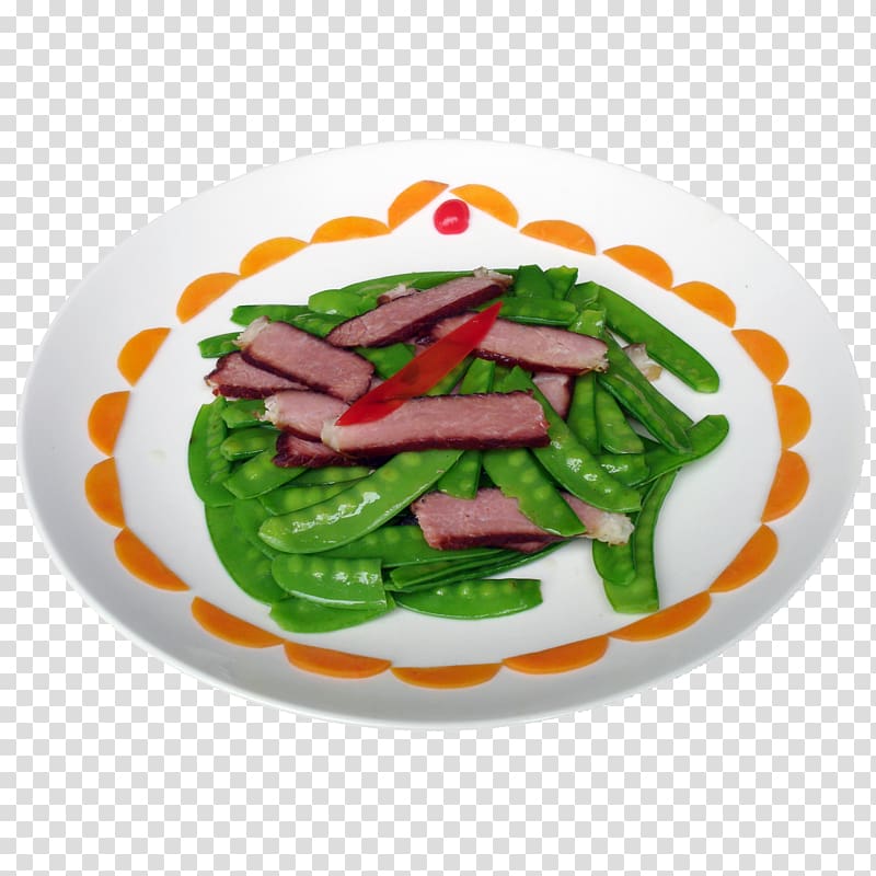Snow pea Vegetarian cuisine Leaf vegetable Bacon, Snow peas fried bacon transparent background PNG clipart