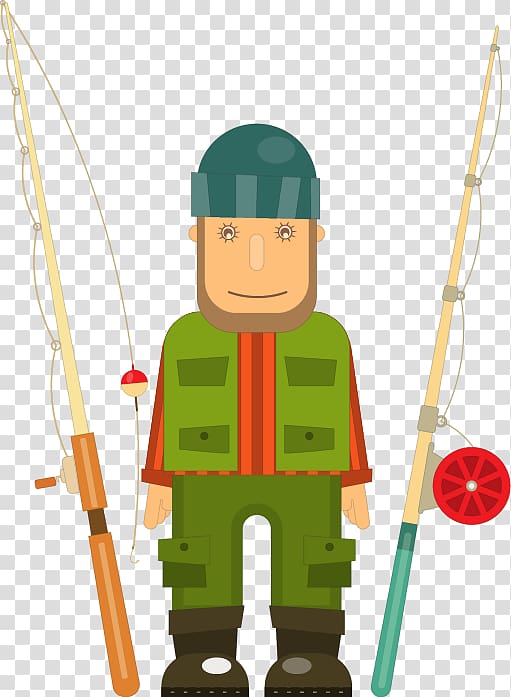 Fishing rod Euclidean Illustration, People fishing rod pattern painted in green transparent background PNG clipart