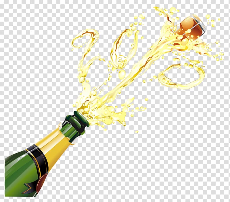 wine bottle illustration, Champagne Pop transparent background PNG clipart