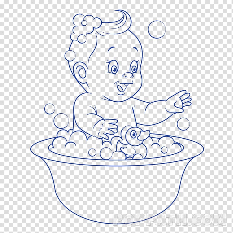 Drawing Bathing Line art Coloring book, baby bathing transparent background PNG clipart