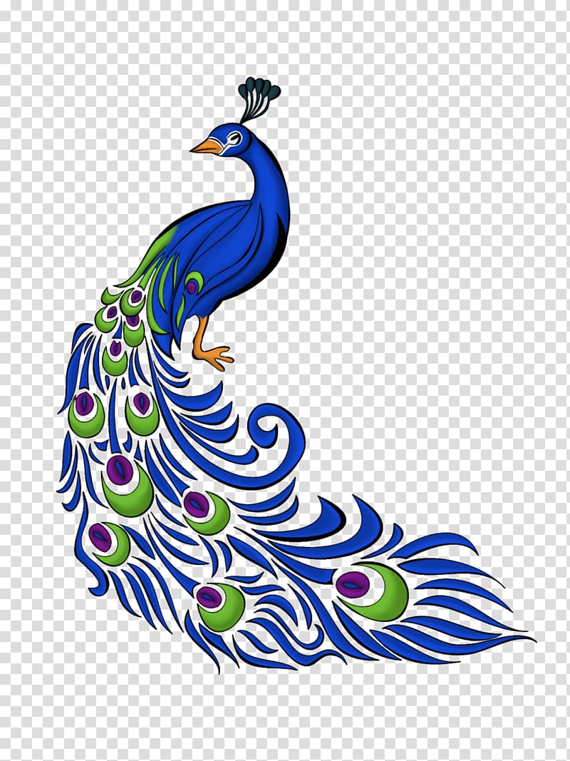 blue peacock illustration, Peafowl , Peacock transparent background PNG clipart