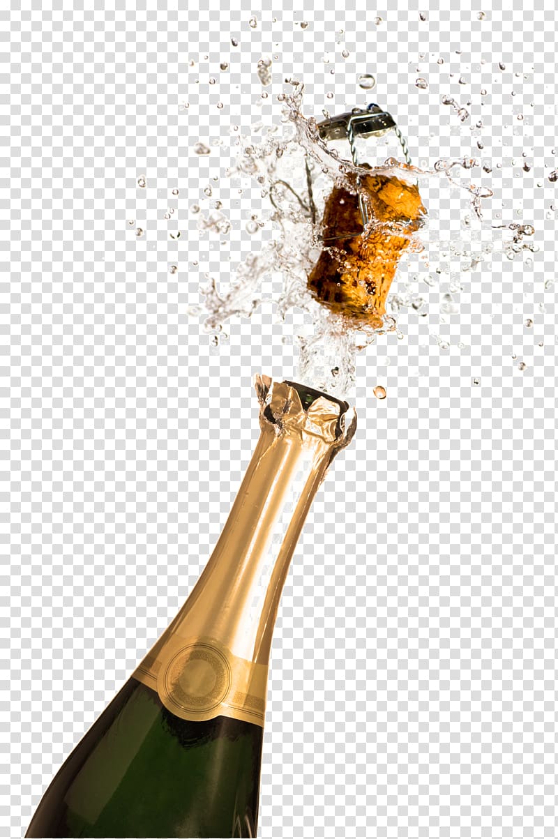 open sparkling wine illustration, Champagne Wine Bottle, Open the champagne instant HD transparent background PNG clipart