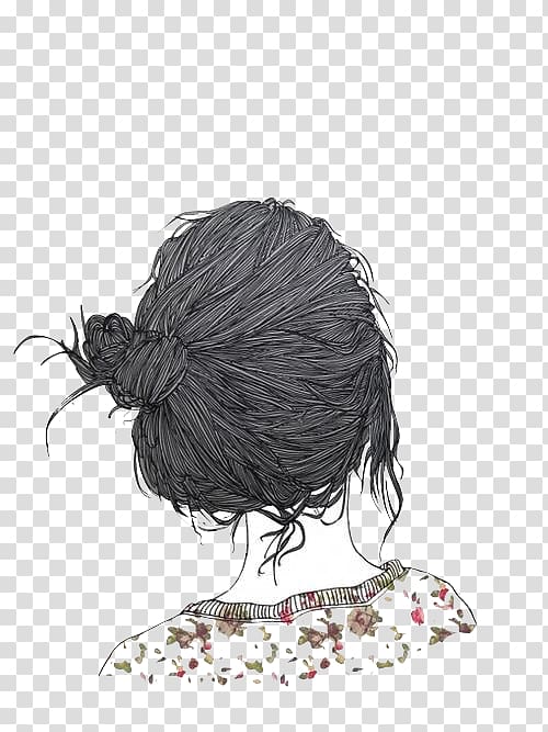 Drawing Art Sketch, messy bun transparent background PNG clipart