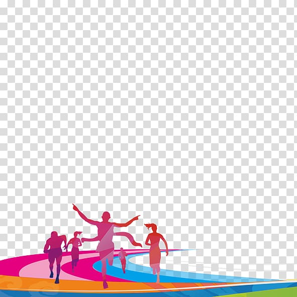group of people running on track and field illustration, The athlete is running transparent background PNG clipart