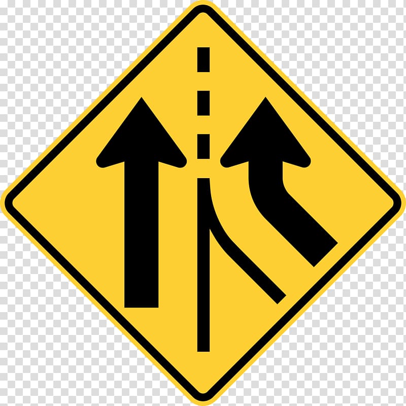 Traffic sign Lane Merge Warning sign, Traffic Signs transparent background PNG clipart