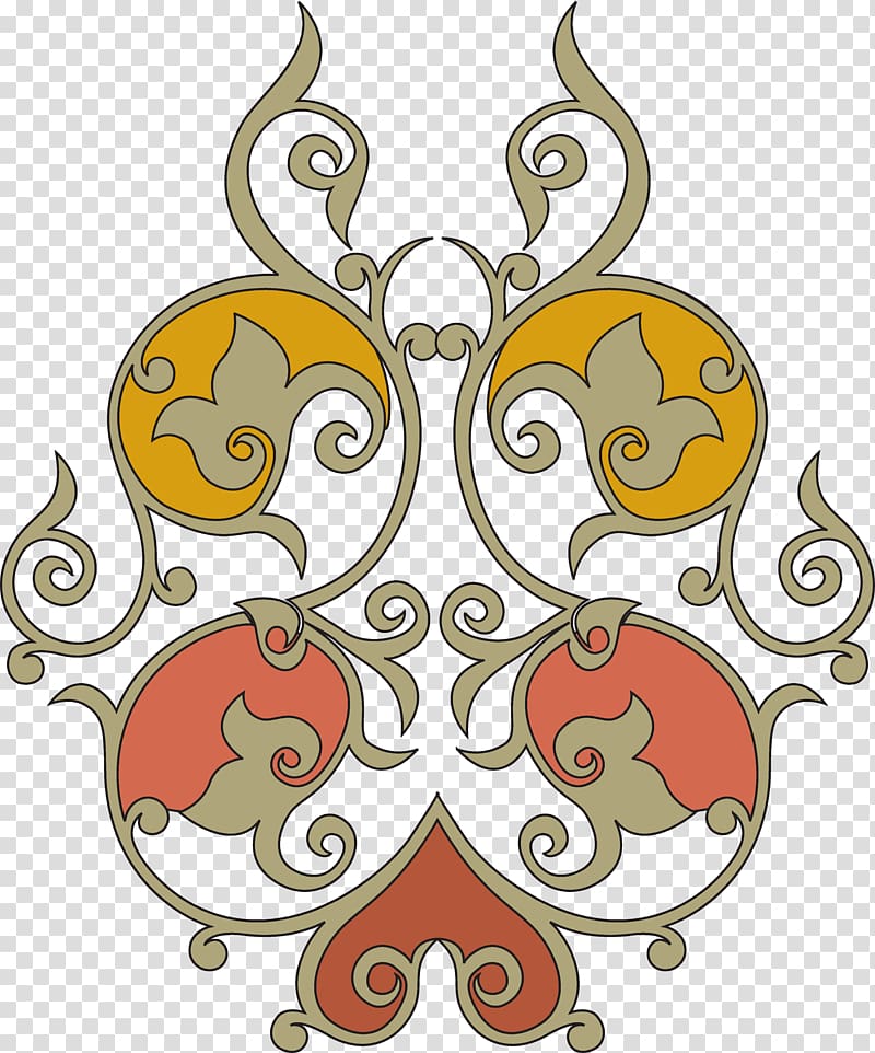 brown, red, and yellow floral , Arabesque , islamic designs transparent background PNG clipart
