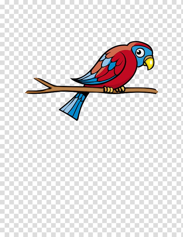 Parrot Bird Red, Cartoon red parrot transparent background PNG clipart