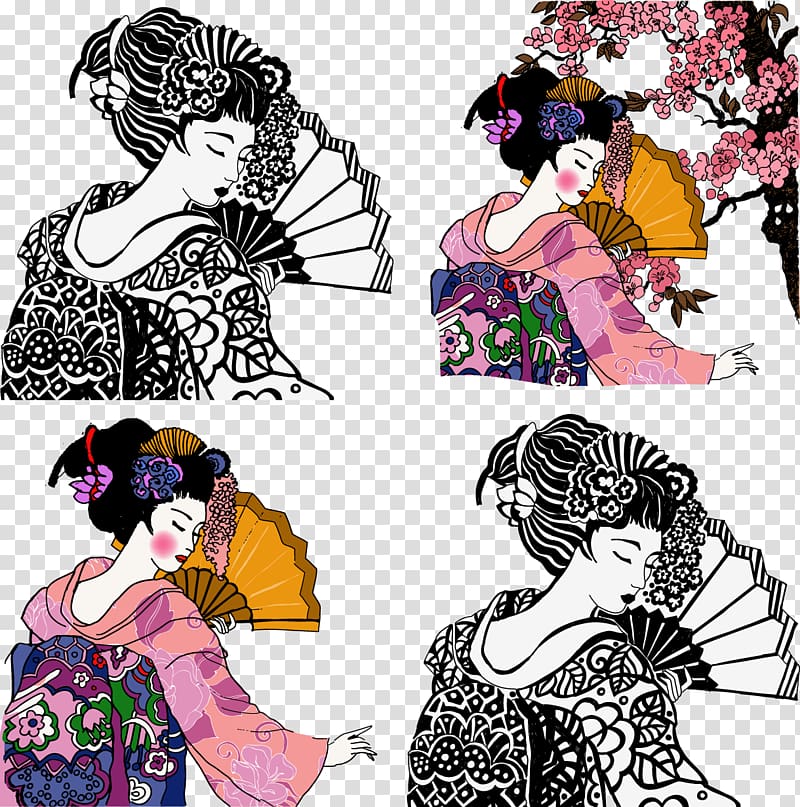 Japan Geisha Graphic design Illustration, Japanese geisha transparent background PNG clipart