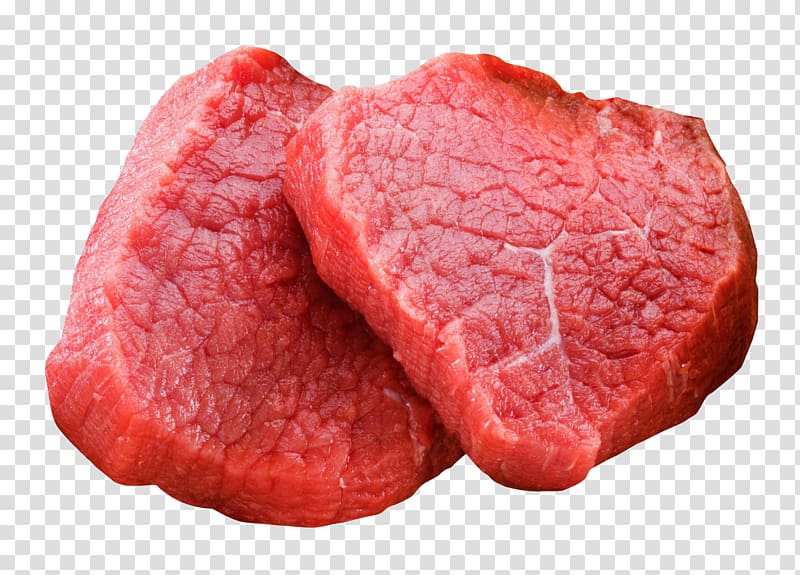 two raw meats, Red meat Beef Food, Meat transparent background PNG clipart