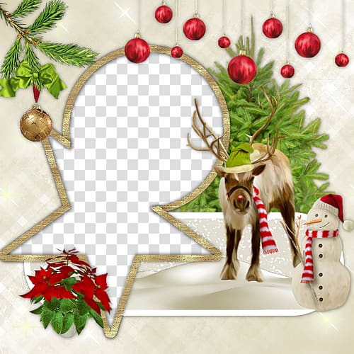 Reindeer Christmas ornament, Christmas reindeer frame material transparent background PNG clipart