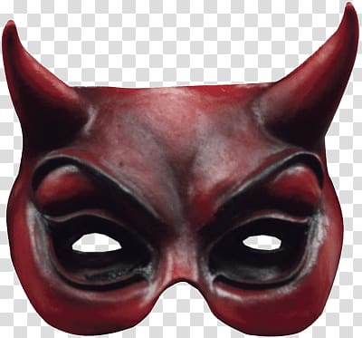 red and black devil mask, Devil Face Mask transparent background PNG clipart