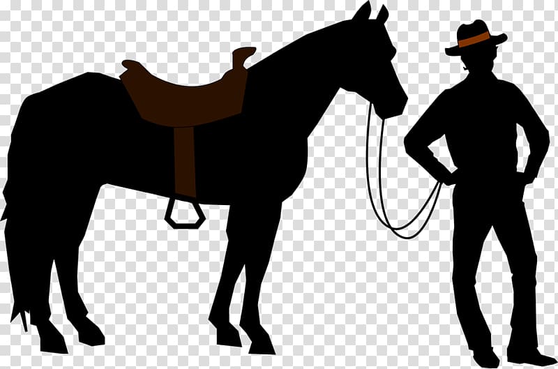 silhouette of man and horse illustration, Cowboy Silhouette transparent background PNG clipart