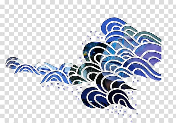 wave,clouds,chinese style,sea transparent background PNG clipart