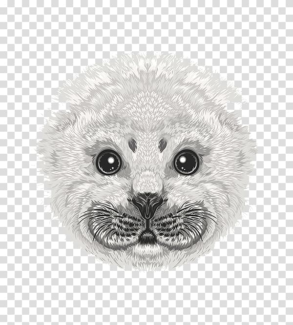 Whiskers Earless seal Drawing Illustration, Exquisite hand-painted seal Avatar transparent background PNG clipart