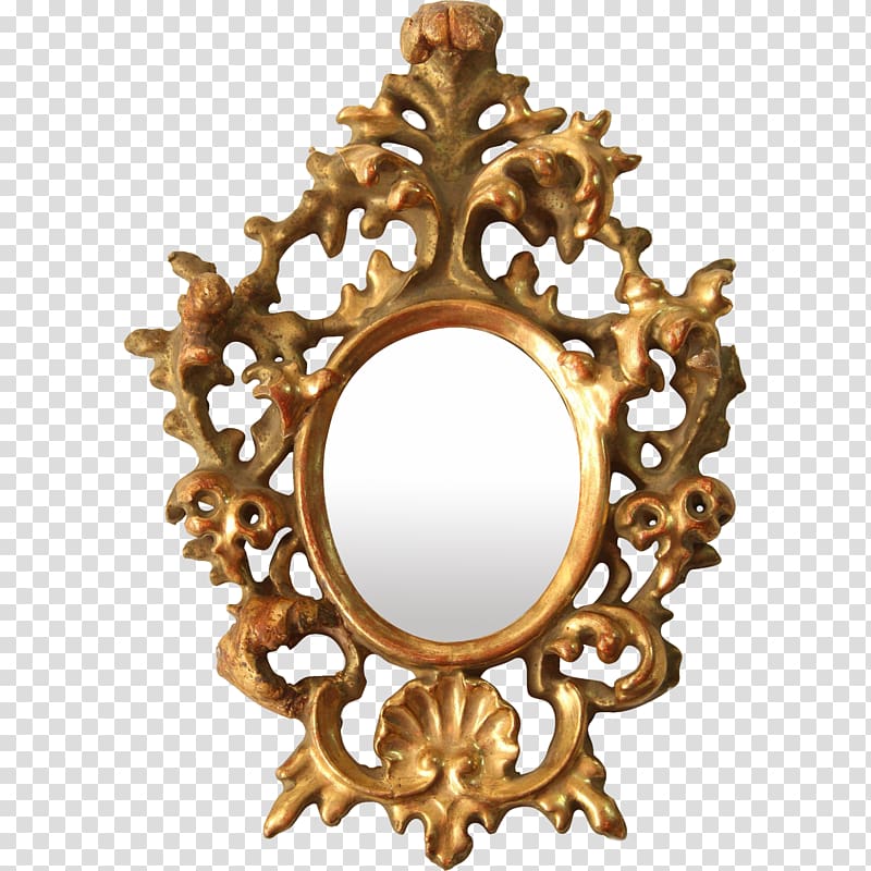 Rococo Baroque Ornament Wood carving Style, mirror transparent background PNG clipart