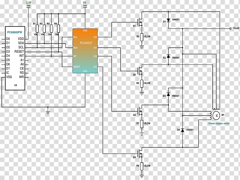 Stepper motor Driver circuit Circuit diagram Unipolar motor Schematic, local ic transparent background PNG clipart