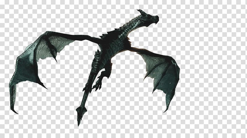 black dragon, Elder Scrolls Skyrim Flying Dragon transparent background PNG clipart
