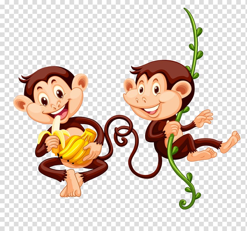 Monkey Eating Banana , cartoon monkey transparent background PNG clipart