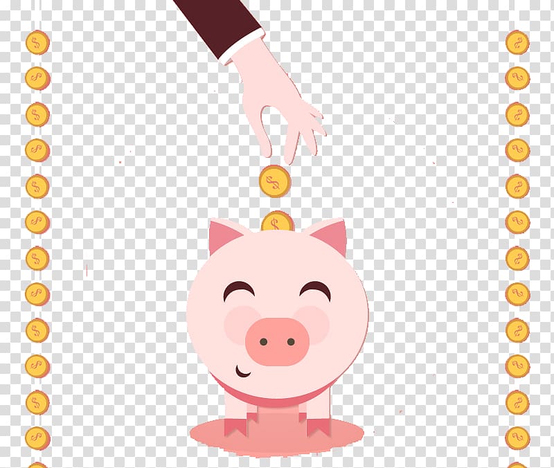 Domestic pig, Smiling piggy banks transparent background PNG clipart