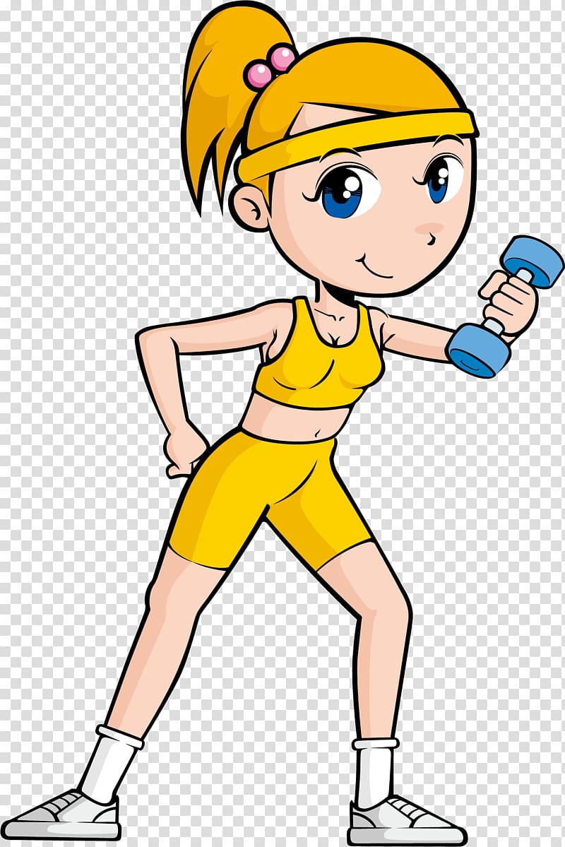 Physical exercise Physical fitness Cartoon , Hold the barbell transparent background PNG clipart