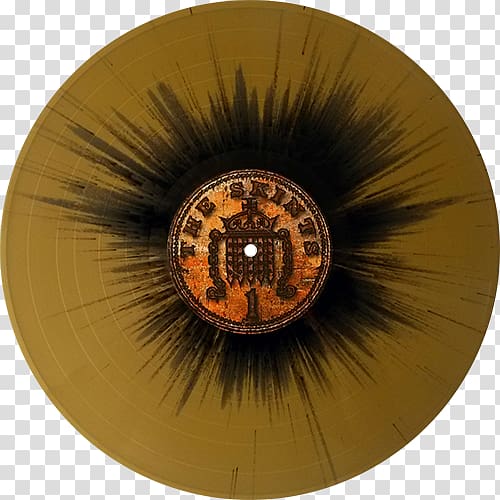 Phonograph record Album Live. Breathe. Build. Believe. The Skints disc, gold splatter transparent background PNG clipart