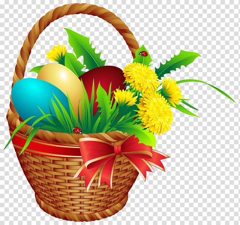 several easter egg in basket illustration, Easter Bunny Easter basket , Easter Basket transparent background PNG clipart