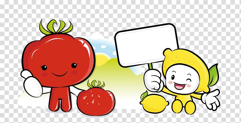 Tomato Cartoon Illustration, Cartoon tomatoes lemon material free to pull transparent background PNG clipart