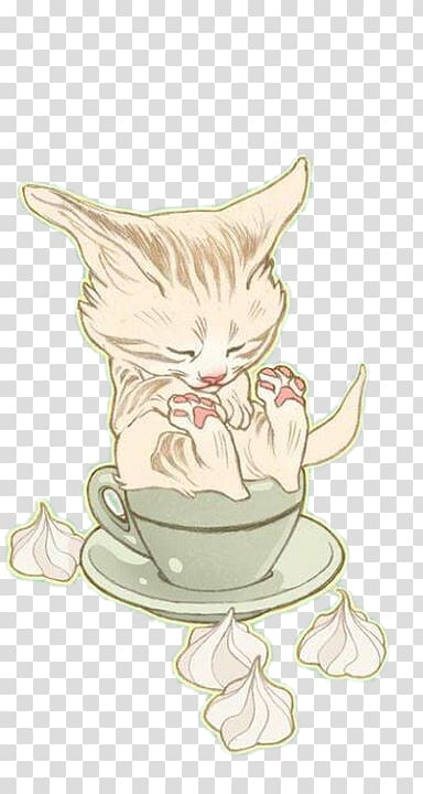 Kitten Tabby cat Illustration, Kitten sitting on a teapot transparent background PNG clipart