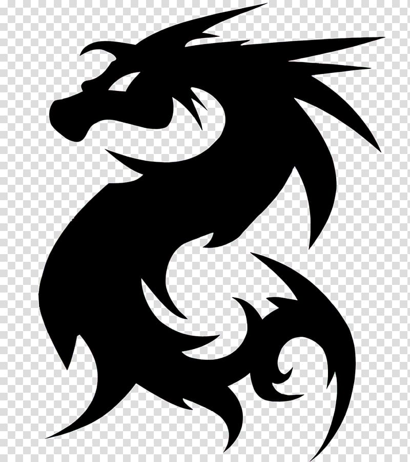 European dragon Legendary creature Silhouette , graphic transparent background PNG clipart