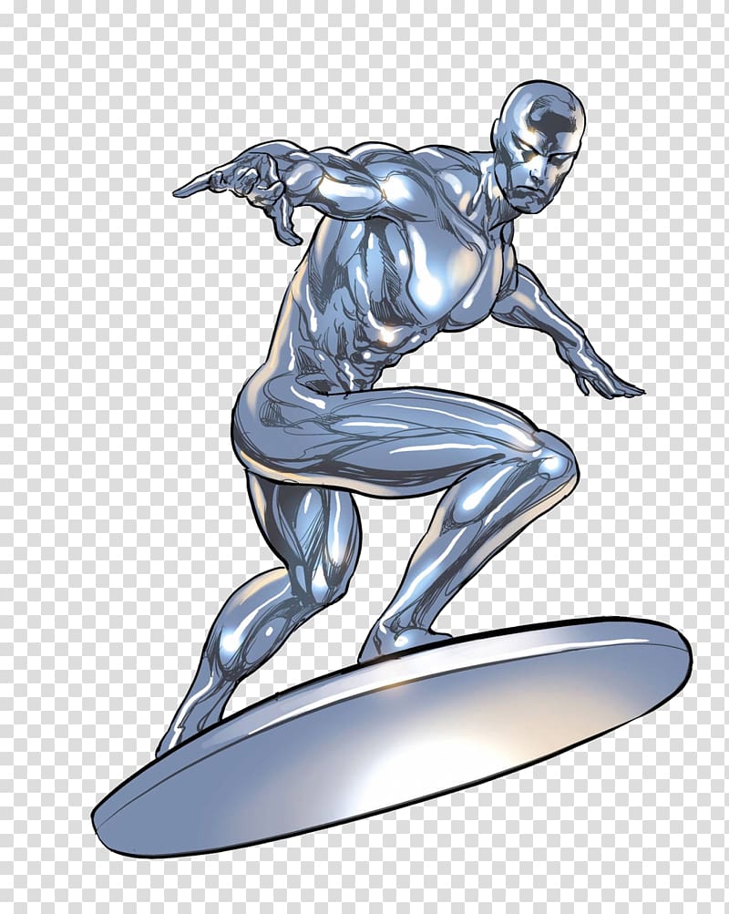 Marvel Silver Surfer illustration, Silver Surfer Iron Man Thanos T-shirt Marvel Comics, surfer transparent background PNG clipart