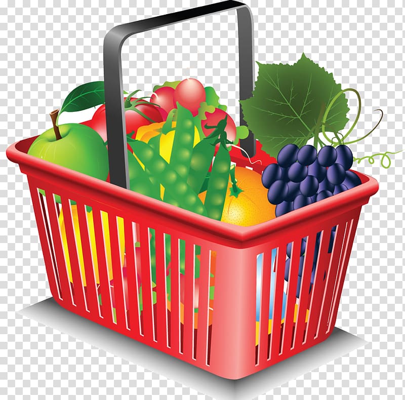 Organic food Basket Supermarket, vegetable and fruit transparent background PNG clipart