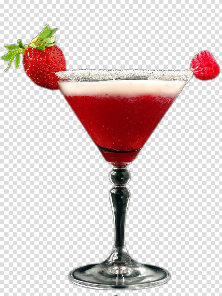Cocktail garnish Daiquiri Bacardi cocktail Woo Woo, Stuck red strawberry cocktail transparent background PNG clipart
