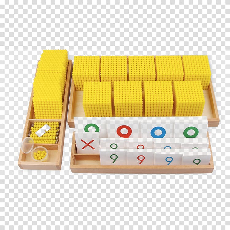 Montessori education Mathematics Kindergarten Game, Montessori mathematics golden beaded decimal Game Aids transparent background PNG clipart