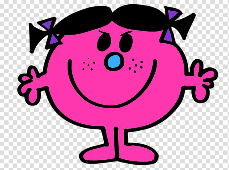 pink animated character art, Little Miss Bad transparent background PNG clipart