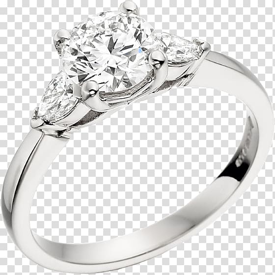 Wedding ring Silver Engagement ring Diamond, teardrop diamond ring settings transparent background PNG clipart