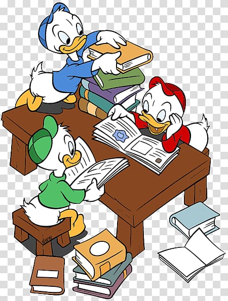 Donald Duck Huey, Dewey and Louie Open The Walt Disney Company, education books transparent background PNG clipart