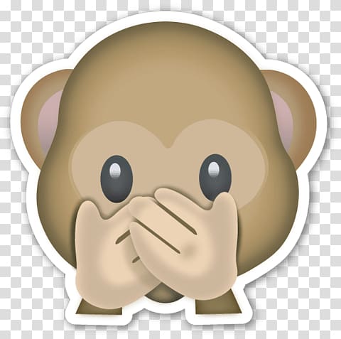 brown monkey , Monkey Hidden Face Emoji transparent background PNG clipart