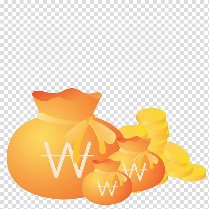 Bag Gold coin, Gold purse transparent background PNG clipart